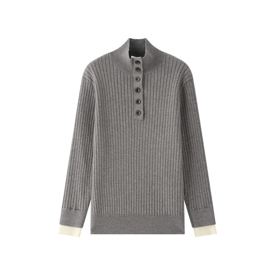 
Shrimp Ma Ma Boys Turtleneck Sweater Autumn and Winter 2026 New Boys Top Gray Striped Children's Sweater