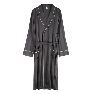
Xuanliang men's nightgown spring and autumn ice silk thin long-sleeved pajamas imitation silk large size bathrobe high-end home clothing