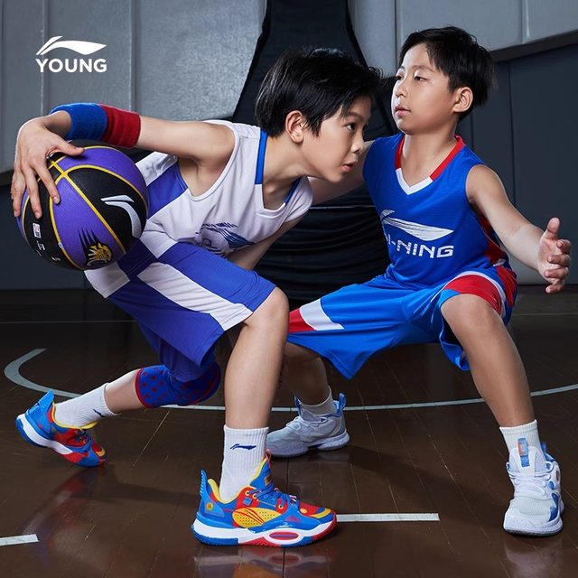 Li Ning Children's Basketball Services Summer Competition Basketball Services Breathe fast -drying vest shorts Boy boys speed dry set
