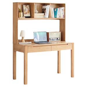 
Full solid wood desk bookshelf integrated pure red oak simple writing Taipei study home office log table