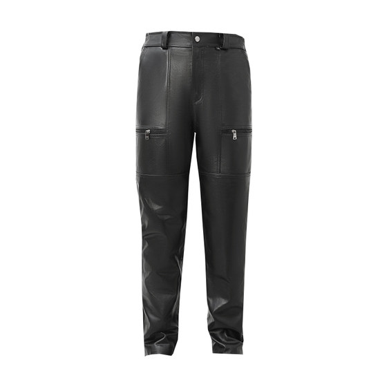 Leather pants male head layer cowhide motorcycle warm leather pants pants pants men's outdoor outdoor more high waist windproof
