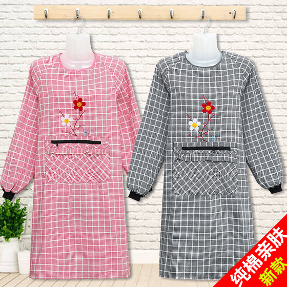 ຜ້າກັນເປື້ອນຝ້າຍ smock worn backward Korean fashion house cleaning Japanese French adult cute kitchen clothes for men and women