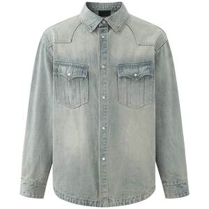 
CHINISM丨Washed blue denim shirt men's jacket new men's long-sleeved shirt/CXHB12P2040