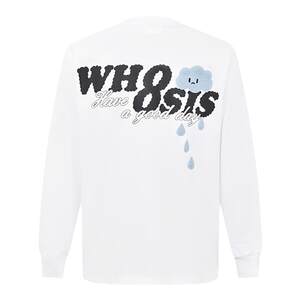 WHOOSIS (not known) weather series crochet pocket long-sleeved T-shirt versatile spring and autumn male couple campus
