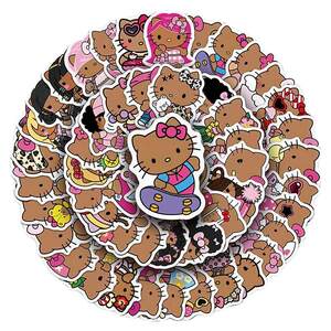 
100 cute black leather kitty cat creative stickers mobile phone case tablet water cup DIY waterproof markless stickers