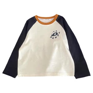 
Children's bottoming shirt spring and autumn cartoon panda raglan sleeve long-sleeved T-shirt boys and girls baby pure cotton versatile top