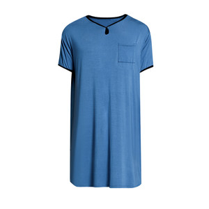 Cooling men's nightdress pajamas Men's summer thin ice silk Model pajamas men's long short -sleeved loose increase increase