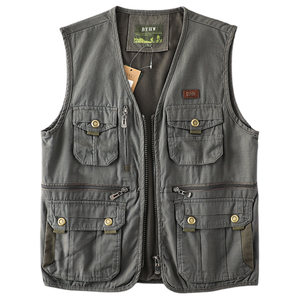 
American retro work suit vest men's clean aviation multi-pocket outdoor fishing tactical vest foreign trade men's clothing multi-pocket shoulder