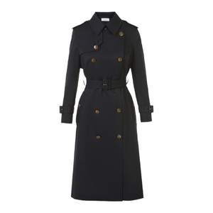 
Langzi retro French mid-length jacket for women in autumn new waist-hugging straight shoulder windbreaker high-end temperament