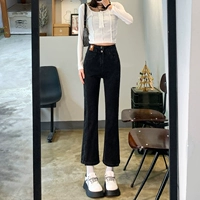 Черный мегафон, джинсы, осенние штаны, приталенные леггинсы, коллекция 2023, высокая талия, по фигуре, подходит для подростков, свободный прямой крой