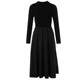 LANCY/Langzi 2024 spring and autumn new long-sleeved hollow silk skirt black mid-length spliced ​​dress for women