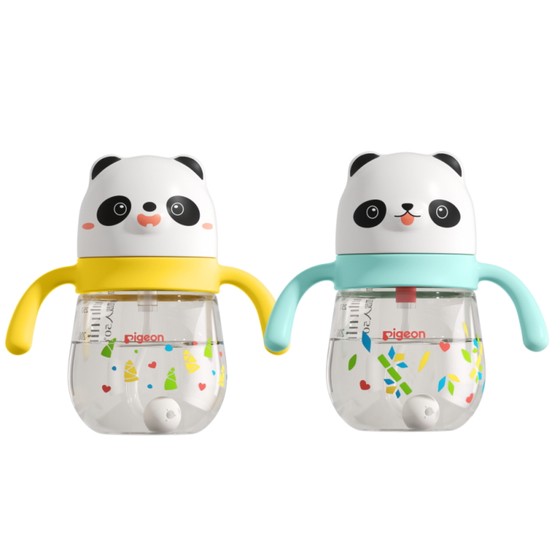 Pigeon Panda Straw Cup Milk Cup Baby Children's Water Cup Learning Drinking Cup Drinking Water Anti-Choke Bottle Official Flagship Store