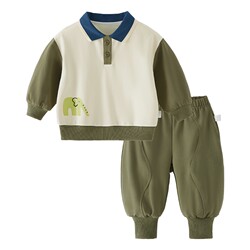 [7A antibacterial] Children's sweatshirt two-piece set little boy's autumn clothes girl's butterfly suit baby's spring and autumn clothes