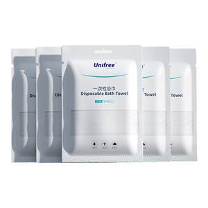
unifree disposable bath towel travel packaging towel thickened and enlarged hotel supplies travel portable absorbent 5 packs