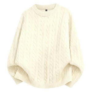 
Catman's New Heavy Knitted Cable Round Neck Sweater 2025 Winter Loose Men's and Women's Same Style Knitted Sweater Y