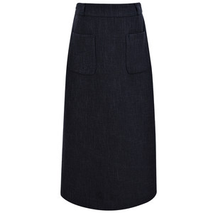 
Yishabufei maple ink small fragrant skirt women's new spring mid-length gray elastic high-waist a-line skirt