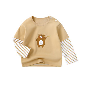 
Baby long-sleeved T-shirt pure cotton boy autumn top baby autumn clothes girls spring and autumn children's base shirt Class A new style