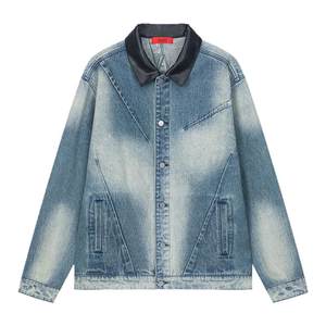 
INXX retro old street denim jacket men's fashion splicing batik silhouette cool jacket for women