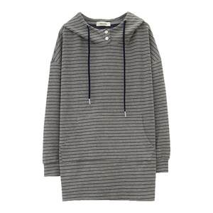 
Nuochu maternity wear loose striped lazy style hooded sweatshirt women's spring and autumn bottoming shirt mid-length top