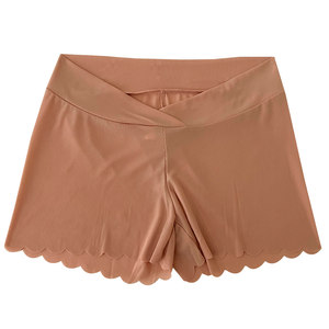 Large -size pregnant women safety pants wearing ice silk leggings low waist trousers full -phase V -shaped abdomen anti -glow 3 -point shorts
