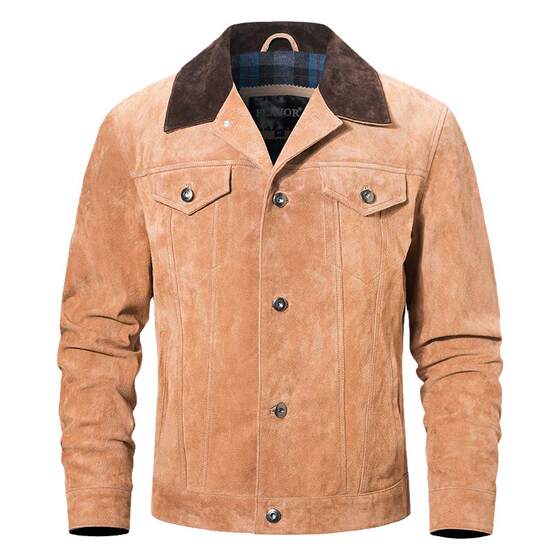 
Spring and Autumn New Genuine Leather Jacket Men's American Retro Leather Jacket Lapel Cotton Pigskin Jacket Hunting Jacket Men's Jacket