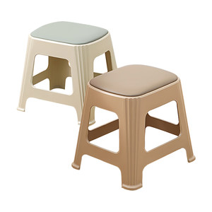
Plastic stools for home thickening living room dining table stools stackable macaron color bench fashion simple commercial high stools