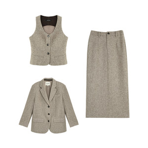
pusumede Laoqianshijia high-end wool blazer women's vest skirt commuting three-piece set