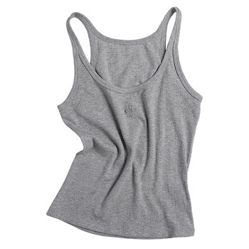 CLIMAX VISION natural eco-texture four-leaf flower U-neck elastic bottoming camisole