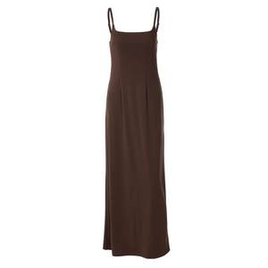 
Shemoda European and American style sexy backless adjustable suspender dress for women, high waist slim slit over-knee long skirt