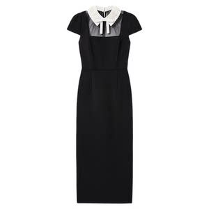 
self-portrait 2026 early spring new classic black contrast lapel bow dress mid-length skirt