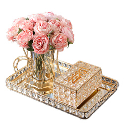 Creative European-style Crystal Tissue Box Ornaments, Simple Living Room Dining Table, Coffee Table Storage, Light Luxury Tissue Box Tray Set