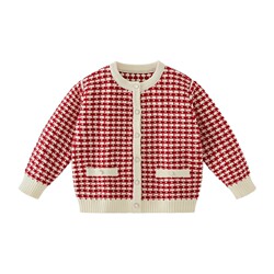 [Antibacterial and temperature-locking] Girls' Western Style Sweaters, Old Children's Autumn Plaid Tops, Children's Spring and Autumn Clothes, Baby Sweaters