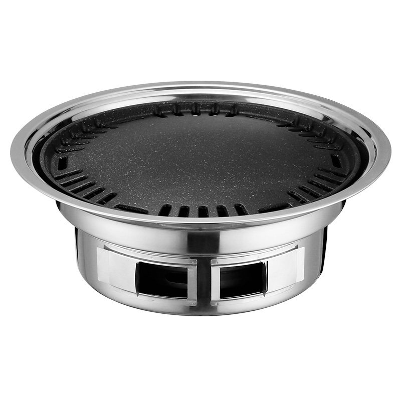 Poêle à Griller Barbecue Coréen En Fonte 34 Cm - Teppanyaki Intérieur Extérieur - MagiDeal