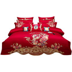 Luo Yijia "original Flowers" Wedding Four-piece Set Wedding Bedding Red Wedding Hiquilt Newlywed Sheets