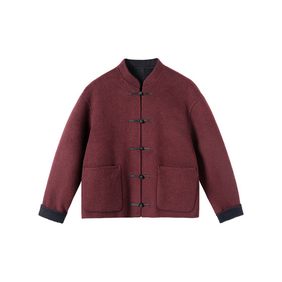 NYHSUGOO/Nan Yi New Year's 100% sheep wool double-sided new Chinese woolen coat 55090 men's