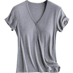 
Breastfeeding short-sleeved t-shirt maternity top for going out Lenzing Tencel Modal summer thin style trendy mother with breast pad for breastfeeding