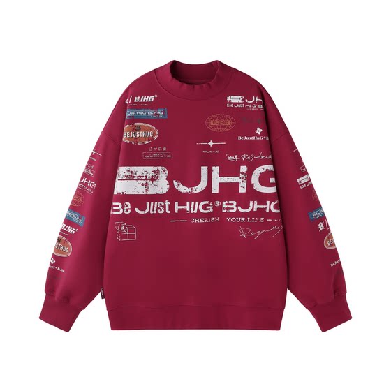 
BJHG reckless racing style sweatshirt men's spring American retro warm leather couple bottoming long-sleeved T-shirt for women