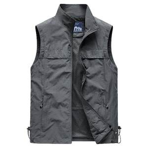 
Outdoor quick-drying horse clip men's spring and autumn casual thin vest multi-pocket photographer fishing jacket stand collar men's vest