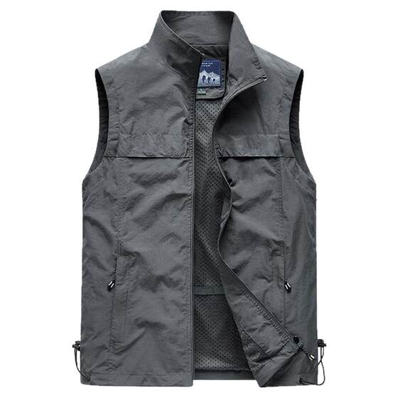 
Outdoor quick-drying horse clip men's spring and autumn casual thin vest multi-pocket photographer fishing jacket stand collar men's vest