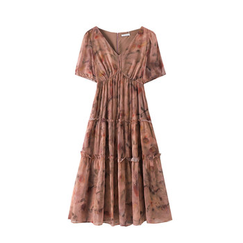 Long style 300Jin [Jin equals 0.5 kg] Floral V-neck extra-large size women's clothing gentle
