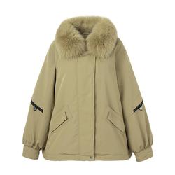 Basic House/baijiahao Comfortable Workwear Jacket 2023 Autumn And Winter New Simple Warm Fur Collar Jacket