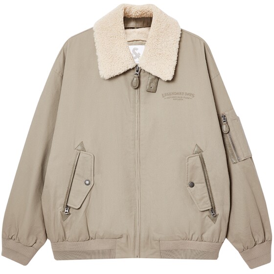 
Jack Jones men's new winter style exquisite embroidery casual loose imitation sherpa lapel cotton coat