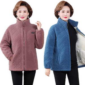 Mom pretend to add velvet thick granular cotton jackets Middle -aged women's clothing age -cutting foreign a warm cotton clothes middle -aged and elderly large size winter