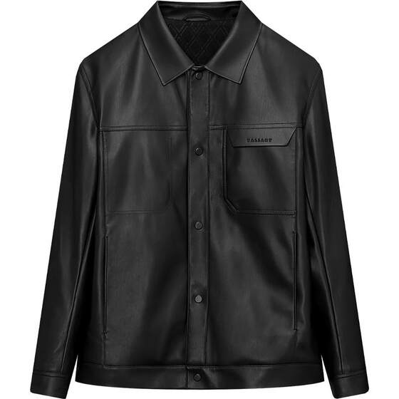 HLA/Heilan House Lapel PU Leather Jacket Spring and Summer New Print Crisp Textured Fashion Leather Jacket Men's Clothing