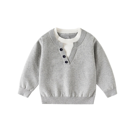 
Boys sweater 2026 spring and autumn new style children's baby boy pullover thin V-neck casual sweater sweater