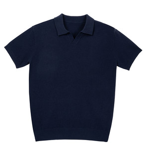 Pure cashmere sweater men's short-sleeved plus size scissor lapel fashion T-shirt sweater loose half-sleeved sweater trendy