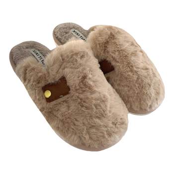 Thin non-slip warm home confinement cotton slippers