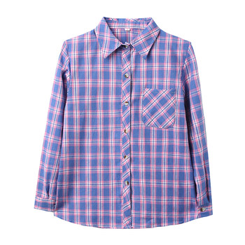 Middle -aged female shirt casual cotton grid long sleeve top
