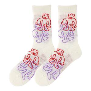 
Socks for women summer thin mesh breathable cotton socks comfortable white cartoon dopamine cute mid-calf socks with boken