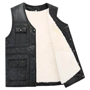 Fur -in -one vest men's wool vests in the elderly in winter cotton cotton shoulder warm sheepskin leather horses fur
